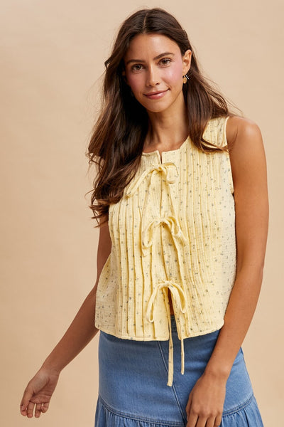 Maria Front Tie Pintuck Blouse