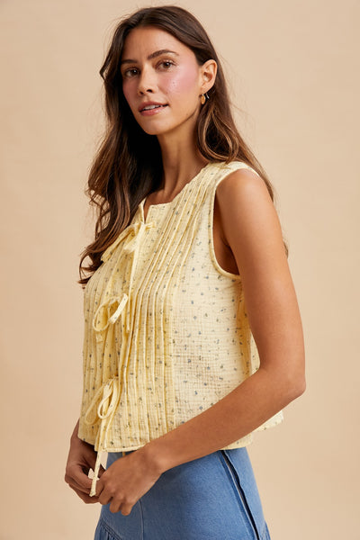 Maria Front Tie Pintuck Blouse