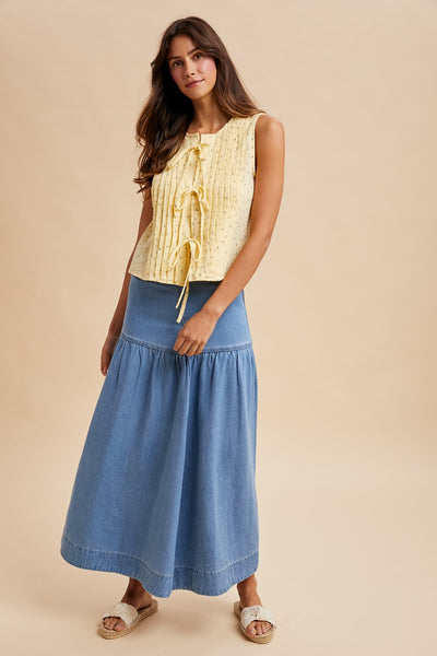 Maria Front Tie Pintuck Blouse