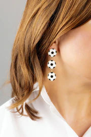 Soccer Ball Triple Drop Earrings