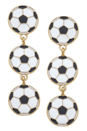 Soccer Ball Triple Drop Earrings