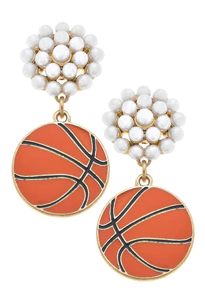 Basketball Pearl Cluster Earrings