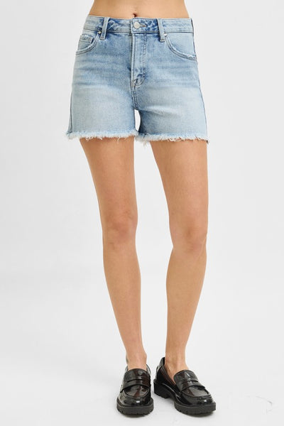 Mandy High Rise Light Fray Hem Shorts