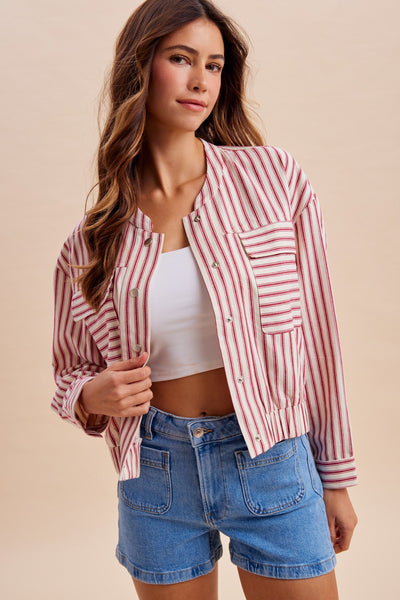 Nancy Striped Button Down Jacket