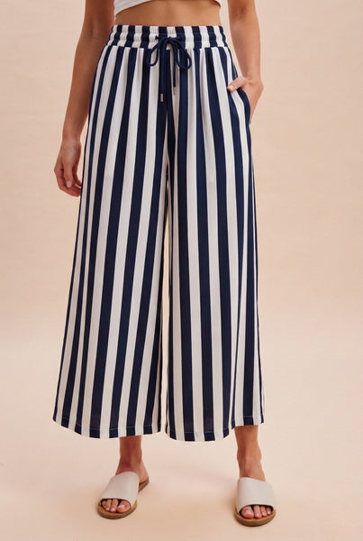 Vertical Striped Wide Leg Pants