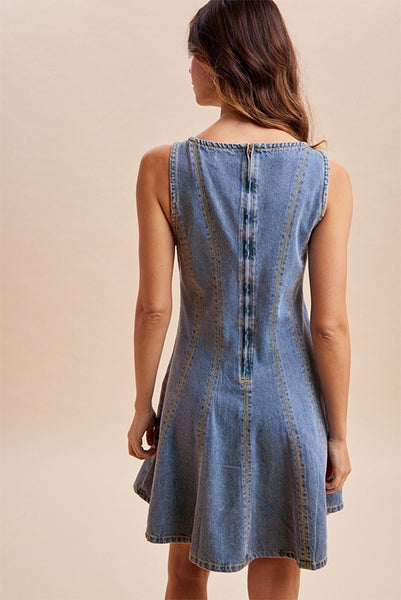 Tracy Stretch Denim Flare Mini Dress