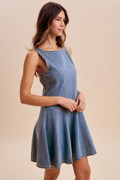 Tracy Stretch Denim Flare Mini Dress
