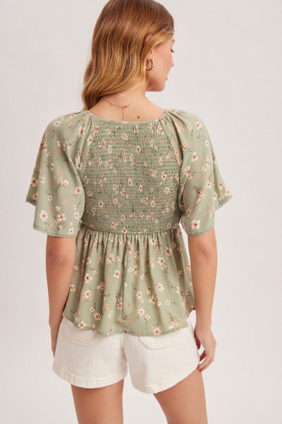 Frankie Flutter Sleeve Peplum Top