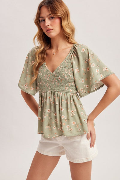 Frankie Flutter Sleeve Peplum Top