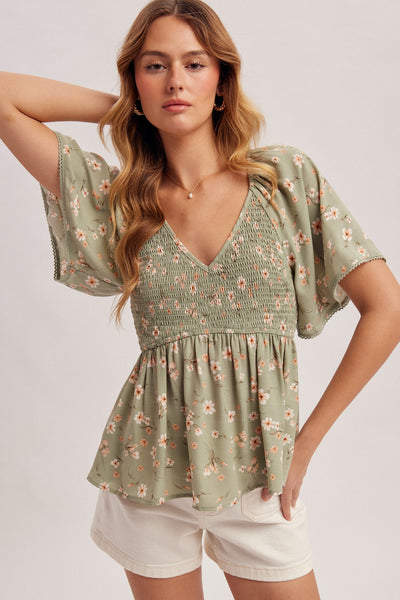 Frankie Flutter Sleeve Peplum Top