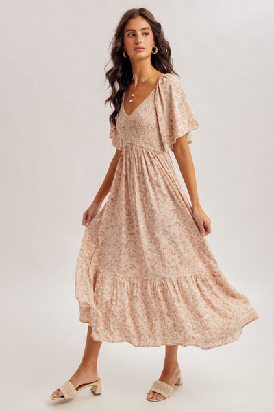 Yara Smocked Chest Floral Ruffle Dress