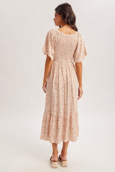 Yara Smocked Chest Floral Ruffle Dress