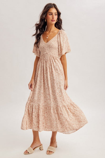 Yara Smocked Chest Floral Ruffle Dress