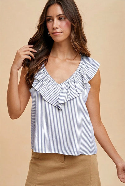 Chloe Pinstripe Sleeveless Blouse