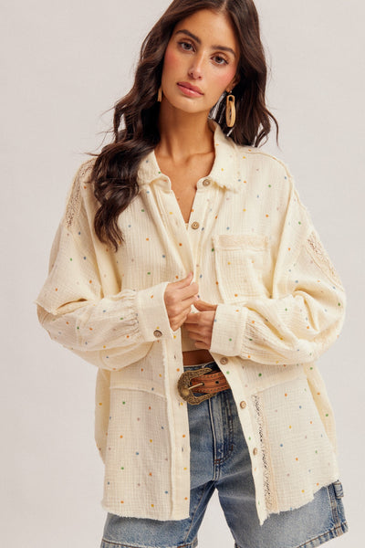 Marla Polka Dot Cotton Button Down