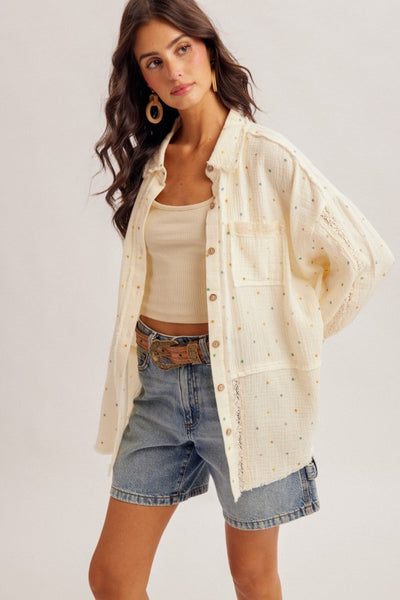 Marla Polka Dot Cotton Button Down