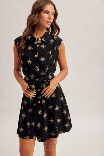 Jennifer Tie-Waist Sleeveless Dress