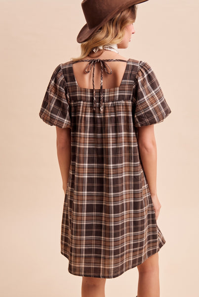 Patty Plaid Loose Mini Dress