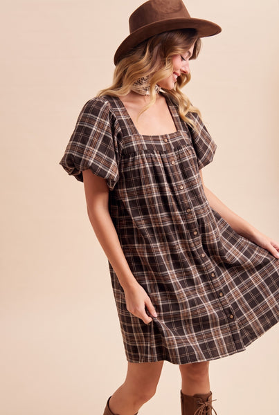 Patty Plaid Loose Mini Dress