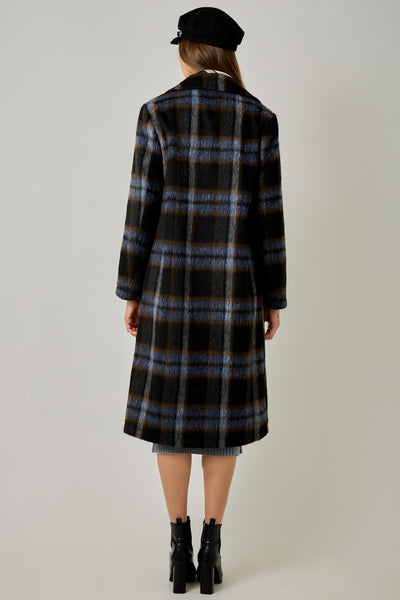 Bree Brushed Plaid Long Coat