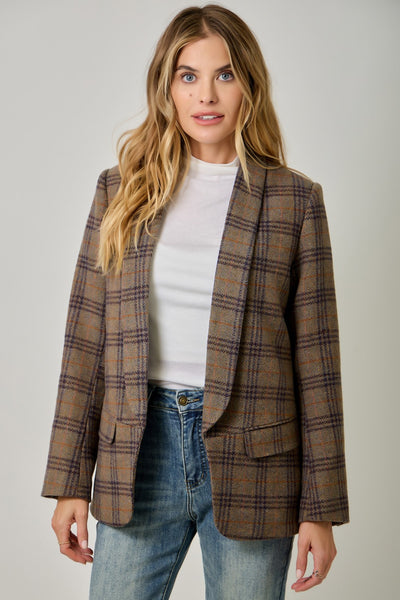 Wilma Wool Blend Plaid Blazer