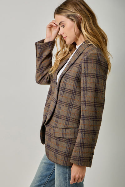 Wilma Wool Blend Plaid Blazer