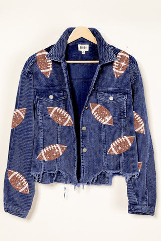 Quinn Sequin Football Corduroy Jacket