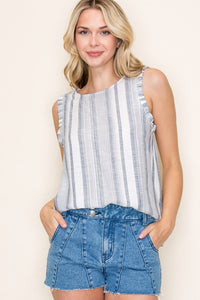Katie Striped Keyhole Top