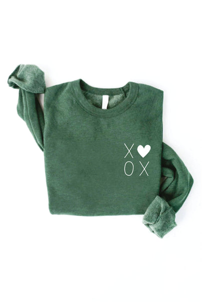 XOXO Heart Graphic Sweatshirt: HEATHER DUST