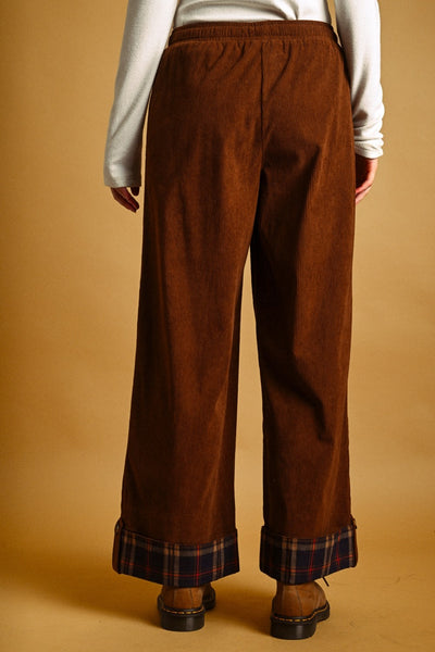 Paige Plaid Cuff Corduroy Pants