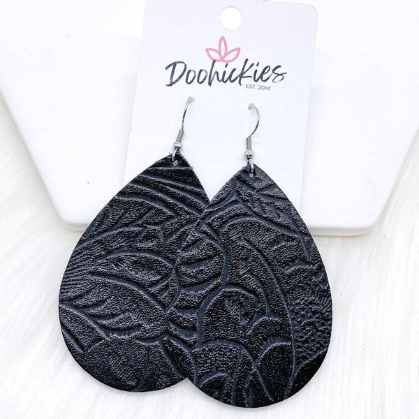 Cowgirl Swag Collection - Western Earrings: Burgundy Embossed / 1.5"
