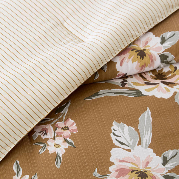 7 Piece Vintage Floral Comforter Set, Terracotta: Queen