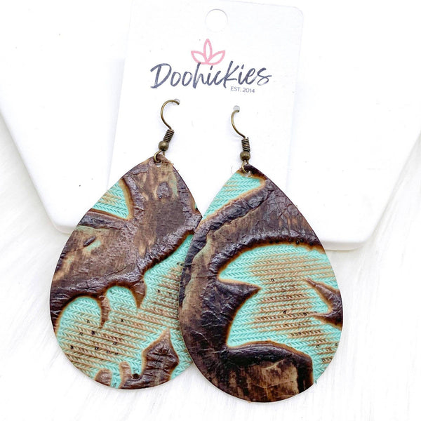 Cowgirl Swag Collection - Western Earrings: Burgundy Embossed / 1.5"