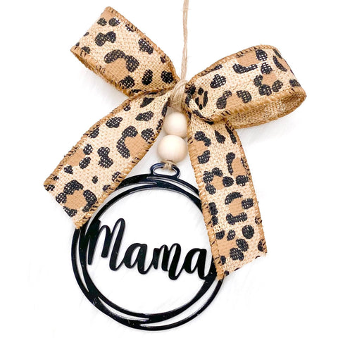 Leopard Bow & Black Mama Car Charm -Earrings