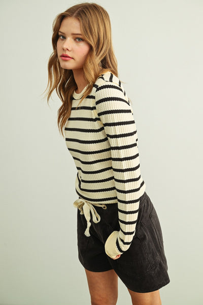 Whitney Waffle Fabric Long Sleeve Top