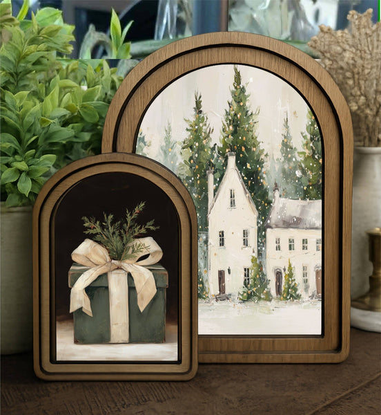 Layered Set Christmas Gift Canvas Art
