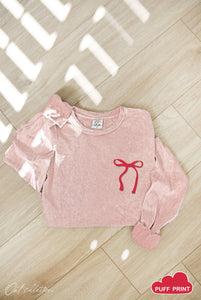 BOW PUFF Long Sleeve Tee: SOFT PINK