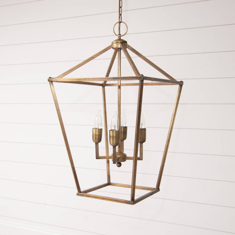 Antique Brass Tone Lantern Chandelier (PC)