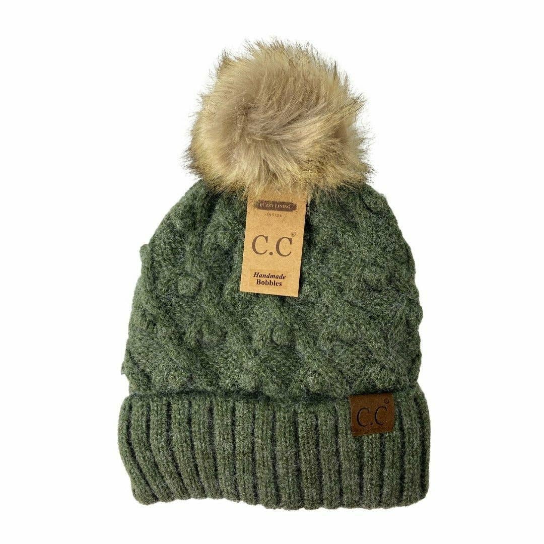 Bobble Knit Moss Beanie