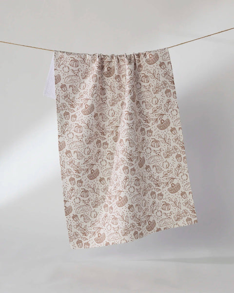 Cozy Flora Tea Towel: Black