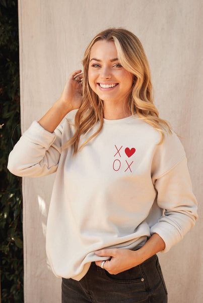 XOXO Heart Graphic Sweatshirt: ROSE