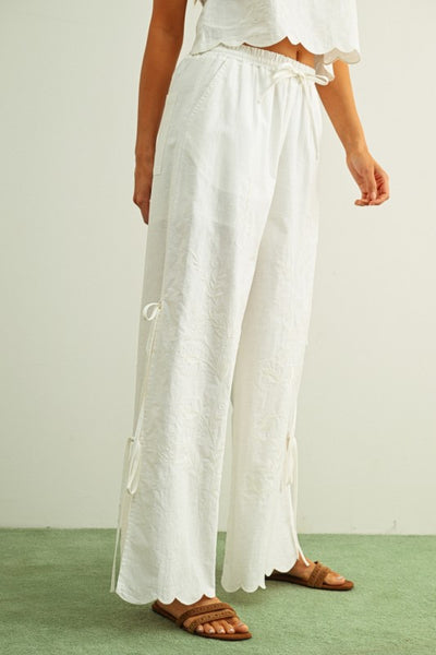 Andrea Scalloped Edge Side Tie Pants