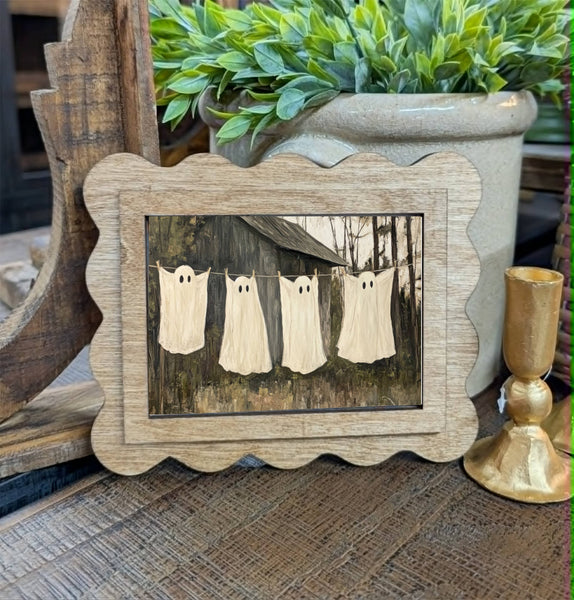 Scallop Ghost Laundry Framed Canvas Art