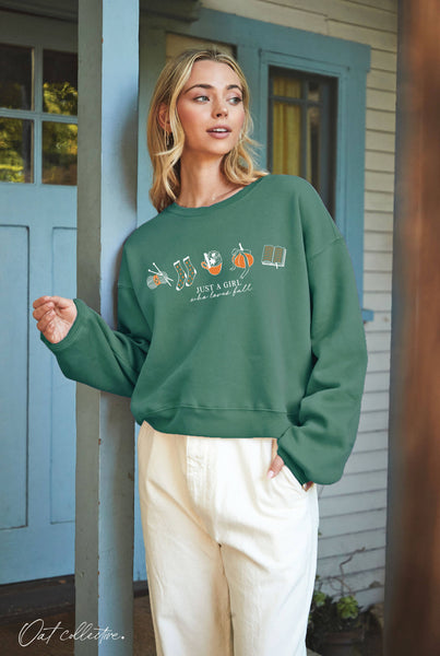 GIRL WHO LOVES FALL Blue Sweatshirt