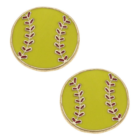 Softball Enamel Stud Earrings