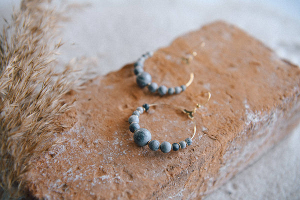 Private Label Genuine Gemstone and Gold-Plated Hoop Earring : African Turquoise