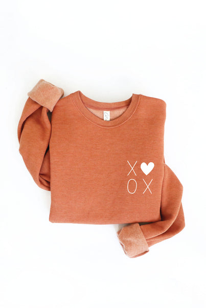 XOXO Heart Graphic Sweatshirt: CRANBERRY