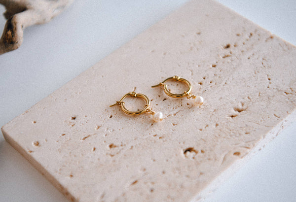 Stardust Pearl Hoop Earrings
