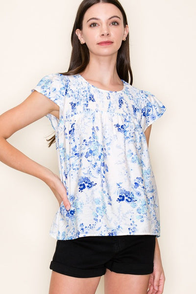 Gracie Flutter Sleeve Babydoll Top
