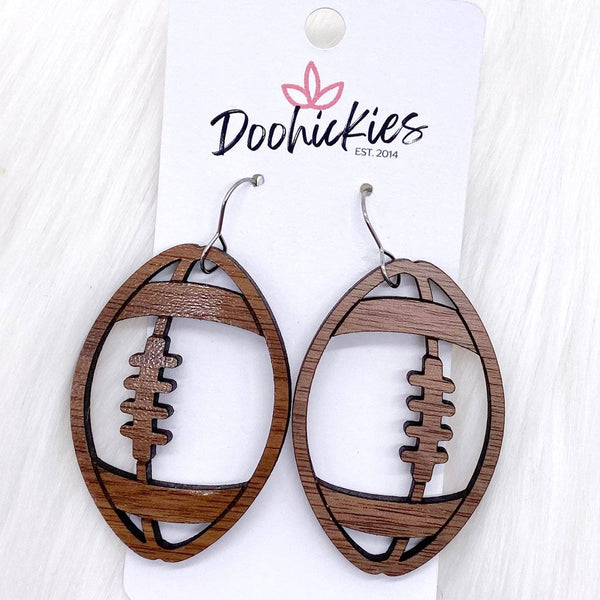 2.5" Wood Cutout Football Earrings